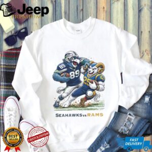 Seahawks vs Rams NFL Rivalry Mascot Tackle Football Graphic T Shirt