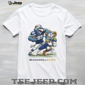 Seahawks vs Rams NFL Rivalry Mascot Tackle Football Graphic T Shirt