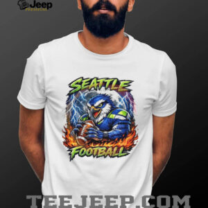Seattle Football Angry Eagle Mascot Moon and Lightning Graphic T Shirt Seattle Football Angry Eagle Mascot Moon and Lightning Graphic T Shirt