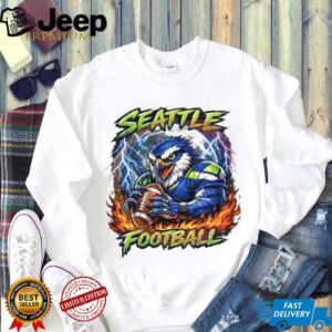 Seattle Football Angry Eagle Mascot Moon and Lightning Graphic T Shirt