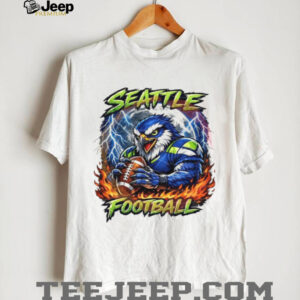Seattle Football Angry Eagle Mascot Moon and Lightning Graphic T Shirt