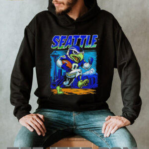 Seattle Football Skyline Mascot Running Graphic Tee Seattle Football Skyline Mascot Running Graphic Tee