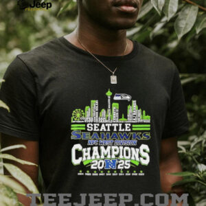 Seattle Seahawk West Division 2025 Champions player name Skyline shirt