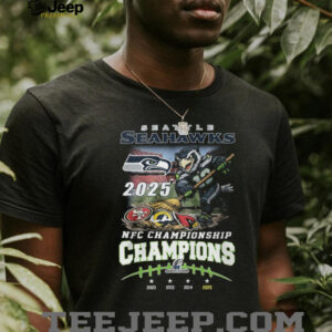 Seattle Seahawks 2025 NFC Champions Broom Sweep Graphic Tee