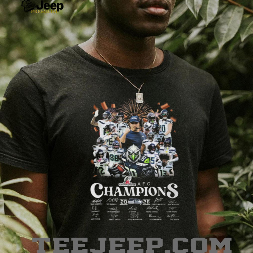 Seattle Seahawks 2026 AFC Champions Team & Coach Mike Macdonald Shirt Seattle Seahawks 2026 AFC Champions Team & Coach Mike Macdonald Shirt