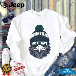 Seattle Seahawks Eagle Mascot Beanie & Skyline Sunglasses Graphic T Shirt