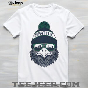 Seattle Seahawks Eagle Mascot Beanie & Skyline Sunglasses Graphic T Shirt