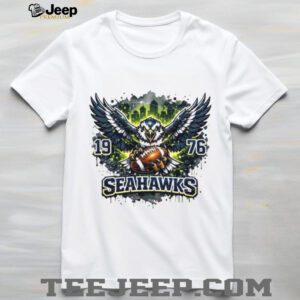 Seattle Seahawks Established 1976 Majestic Hawk Skyline T Shirt