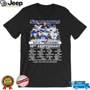 Seattle Seahawks Football 50 Years 1976 2025 Abbey Road signature thank you for the memories shirt