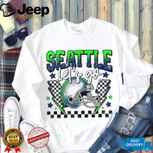 Seattle Seahawks Football Let's Go Helmet Retro Racing Theme T Shirt