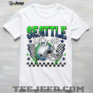Seattle Seahawks Football Let's Go Helmet Retro Racing Theme T Shirt