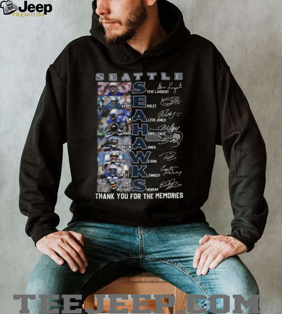 Seattle Seahawks Legends Signatures Thank You For The Memories Black Sweatshirt Seattle Seahawks Legends Signatures Thank You For The Memories Black Sweatshirt