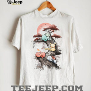 Sleeping Pokémon Starters Japanese Ink Wash Style Nature T Shirt