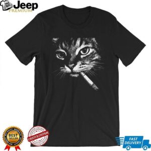 Smoking Cat Vintage Charcoal Sketch Heavy Cotton Oversized T Shirt Smoking Cat Vintage Charcoal Sketch Heavy Cotton Oversized T Shirt