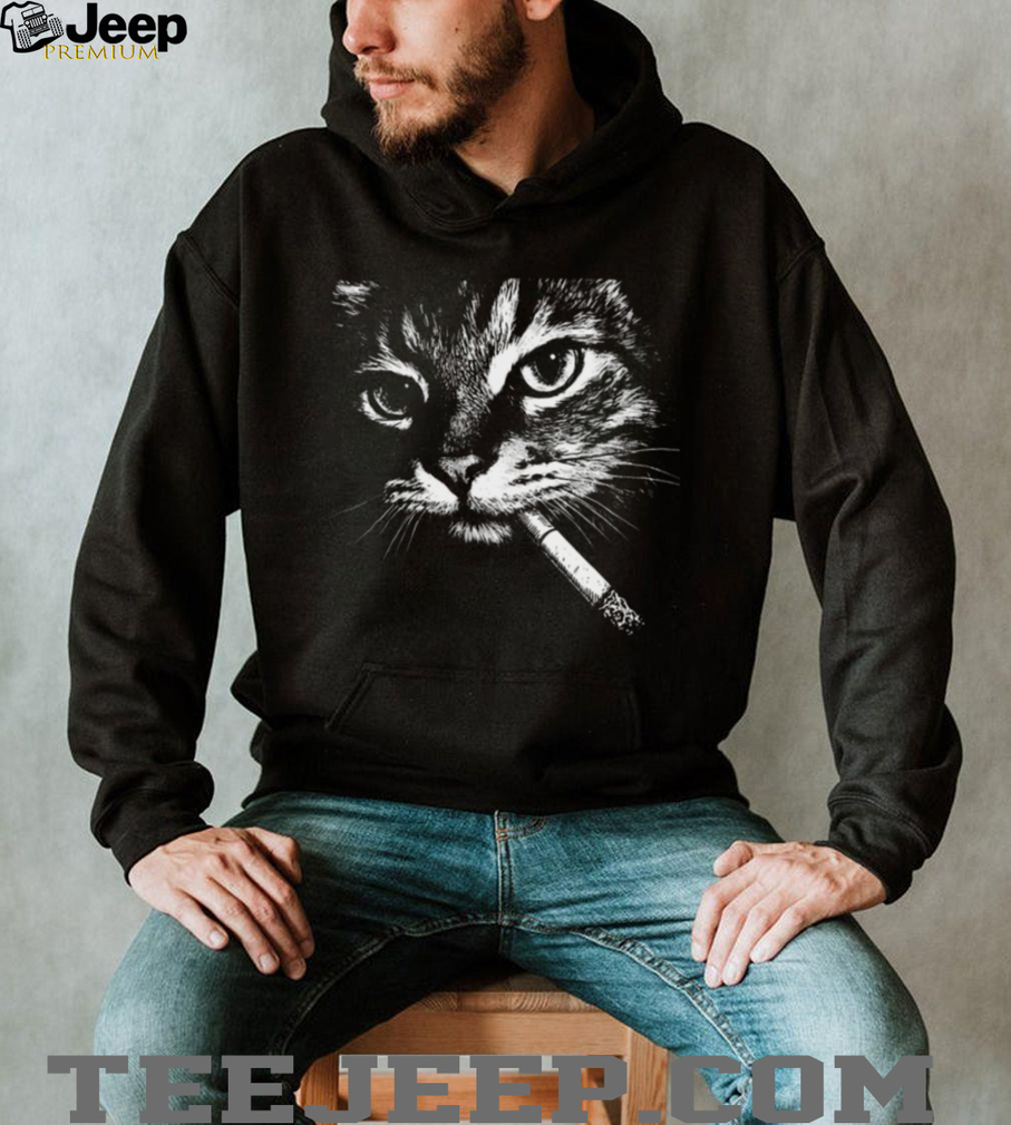 Smoking Cat Vintage Charcoal Sketch Heavy Cotton Oversized T Shirt Smoking Cat Vintage Charcoal Sketch Heavy Cotton Oversized T Shirt