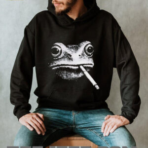 Smoking Frog Vintage Aesthetic T Shirt Grumpy Toad Black and White Design Smoking Frog Vintage Aesthetic T Shirt Grumpy Toad Black and White Design