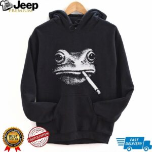 Smoking Frog Vintage Aesthetic T Shirt Grumpy Toad Black and White Design