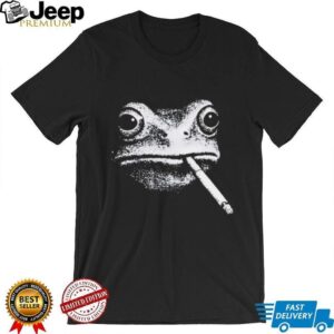 Smoking Frog Vintage Aesthetic T Shirt Grumpy Toad Black and White Design