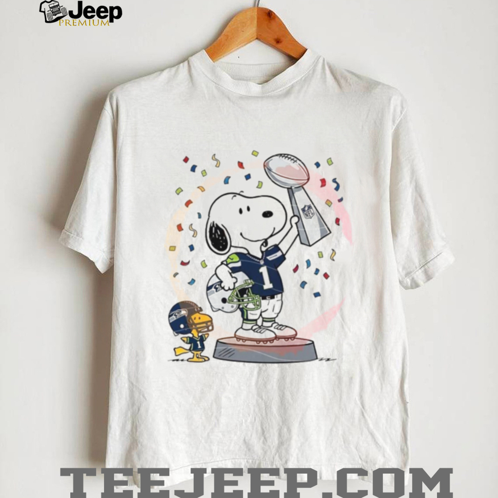 Snoopy Seattle Seahawks Super Bowl Champion Trophy T Shirt Snoopy Seattle Seahawks Super Bowl Champion Trophy T Shirt