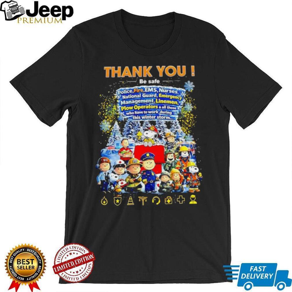 Snoopy and Friends Thank You First Responders Winter Storm T Shirt Snoopy and Friends Thank You First Responders Winter Storm T Shirt