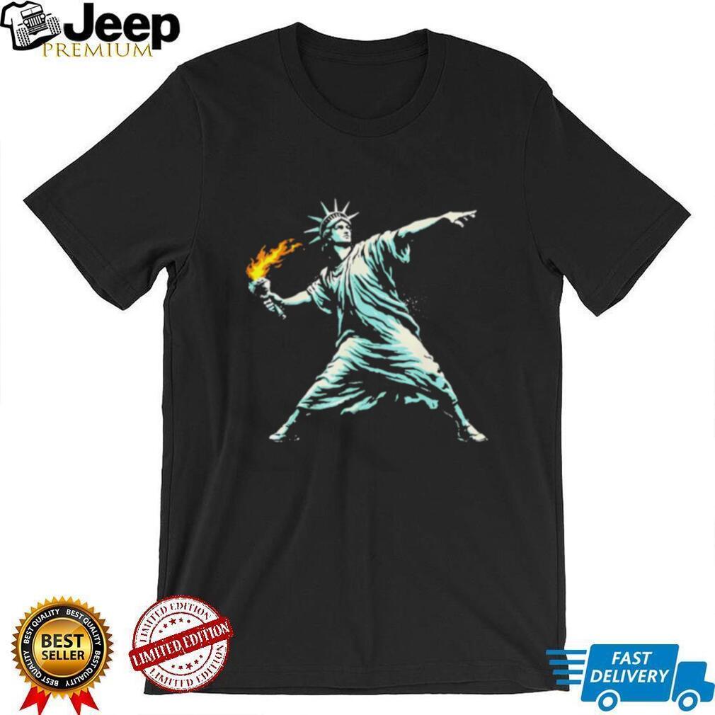 Statue of Liberty Molotov Flower Thrower Street Art T Shirt Statue of Liberty Molotov Flower Thrower Street Art T Shirt