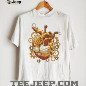 Steampunk Mechanical Heart Gears and Steam Engine Graphic T Shirt Steampunk Mechanical Heart Gears and Steam Engine Graphic T Shirt