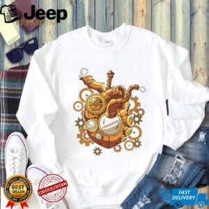 Steampunk Mechanical Heart Gears and Steam Engine Graphic T Shirt