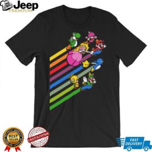 Super Mario & Friends Rainbow Flight Retro Video Game T Shirt