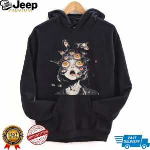 Surreal Horror Anime Girl Multi Eye Print Streetwear T Shirt