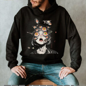 Surreal Horror Anime Girl Multi Eye Print Streetwear T Shirt