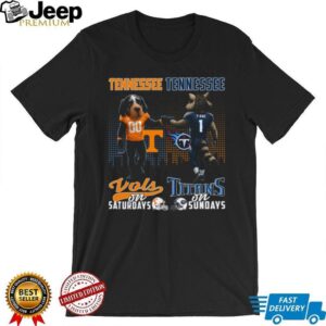 Tennessee Vols on Saturdays vs. Titans on Sundays Mascot City Skyline T Shirt