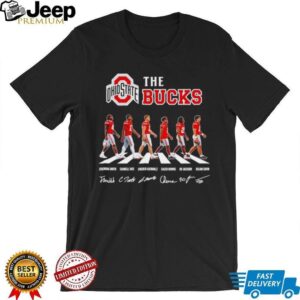 The Bucks Ohio State Buckeyes cross the street signatures 2026 shirt The Bucks Ohio State Buckeyes cross the street signatures 2026 shirt