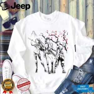 Urban Samurai Gacirls Japanese Ink Wash Style Anime Trio T Shirt