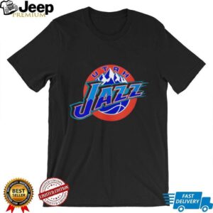 Utah Jazz Vintage Mountain Logo Retro Basketball Navy T Shirt