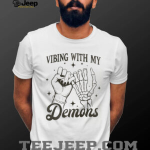 Vibing With My Demons Skeleton Pinky Swear Aesthetic Graphic Tee