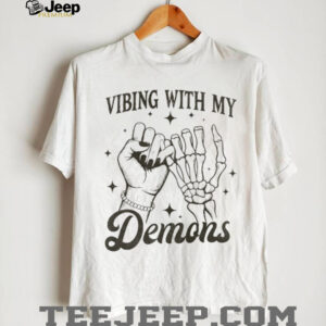 Vibing With My Demons Skeleton Pinky Swear Aesthetic Graphic Tee