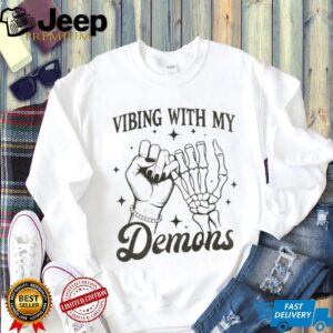 Vibing With My Demons Skeleton Pinky Swear Aesthetic Graphic Tee