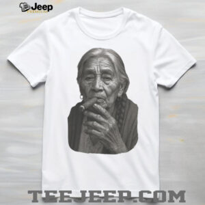 Vintage Portrait Elderly Woman Smoking Cigar Aesthetic T Shirt