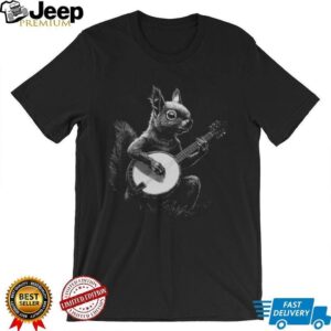Vintage Squirrel Playing Banjo Shirt Retro Animal Musician Graphic Tee