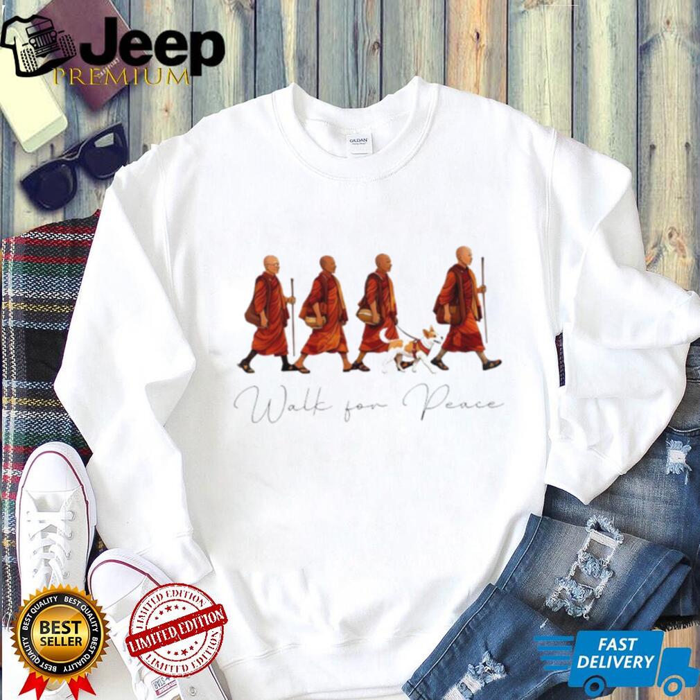Walk For Peace Buddhist Monks and Dog Spiritual Graphic T Shirt Walk For Peace Buddhist Monks and Dog Spiritual Graphic T Shirt