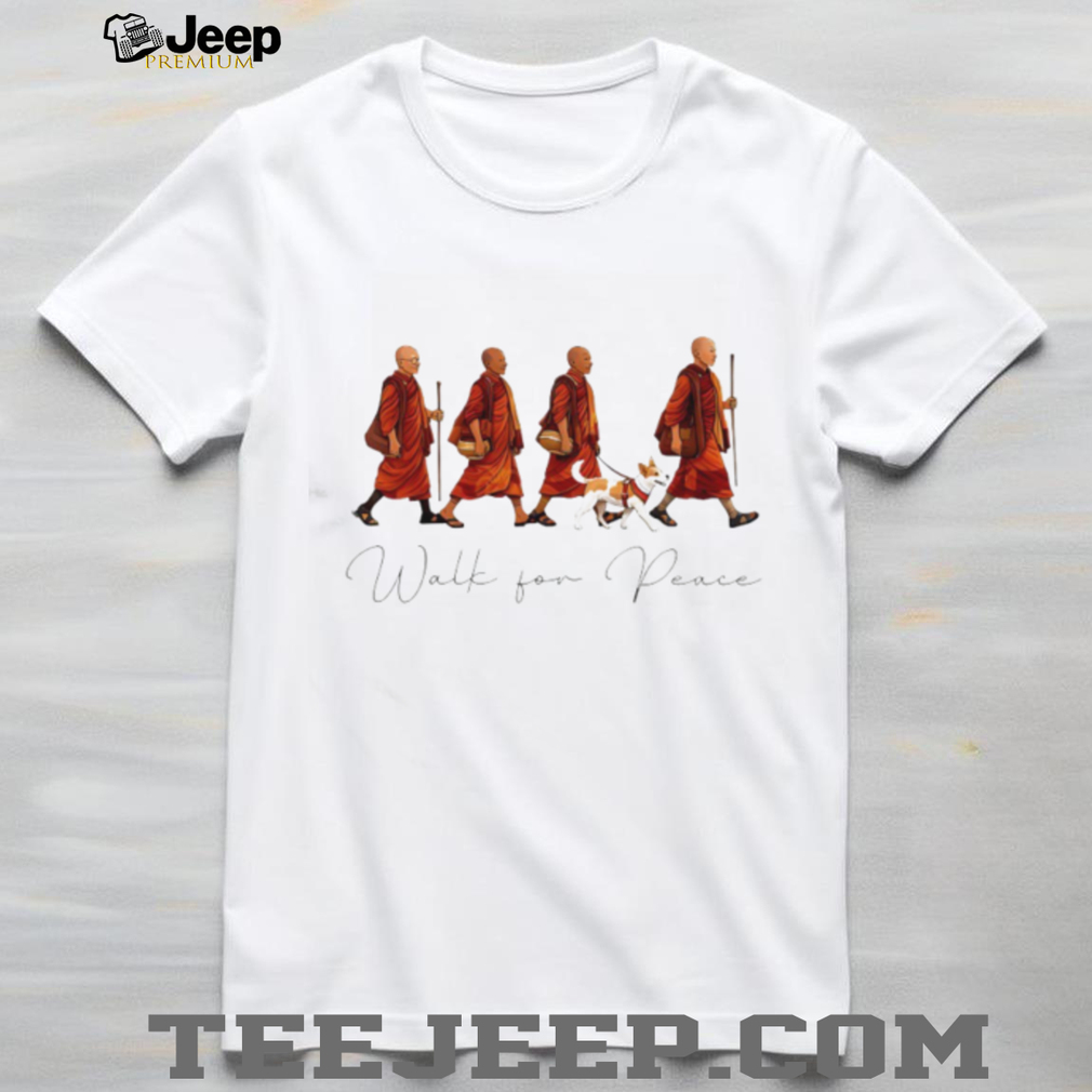 Walk For Peace Buddhist Monks and Dog Spiritual Graphic T Shirt Walk For Peace Buddhist Monks and Dog Spiritual Graphic T Shirt