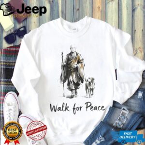 Walk For Peace Zen Buddhist Monk and Dog Illustration T Shirt