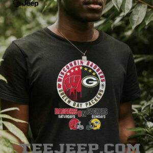 Wisconsin Badgers x Green Bay Packers Saturdays & Sundays T Shirt Wisconsin Badgers x Green Bay Packers Saturdays & Sundays T Shirt