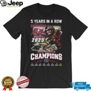 Tampa Bay Buccaneers 5 Years In A Row NFC South Champions T Shirt