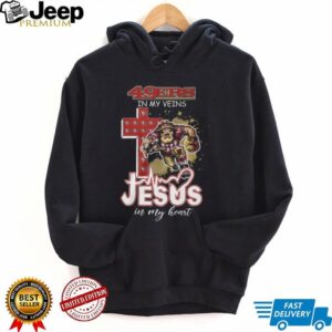 Game Day Devotion 49ers In My Veins, Jesus In My Heart T Shirt