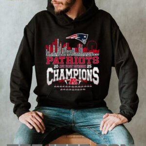 New England Patriots AFC East Division Champions 2025 Skyline Roster T Shirt