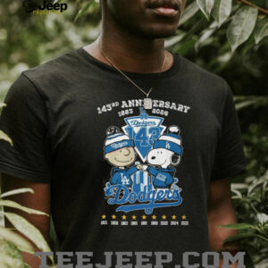 143rd Anniversary Los Angeles Dodgers 1883 2026 Charlie Brown and Snoopy T Shirt 143rd Anniversary Los Angeles Dodgers 1883 2026 Charlie Brown and Snoopy T Shirt