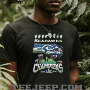 Seattle Seahawks Super Bowl LX Champions 2026 Commemorative Graphic T Shirt Seattle Seahawks Super Bowl LX Champions 2026 Commemorative Graphic T Shirt