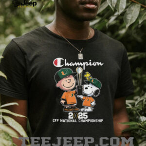 Peanuts Snoopy and Charlie Brown Miami Hurricanes 2025 National Champions T Shirt Peanuts Snoopy and Charlie Brown Miami Hurricanes 2025 National Champions T Shirt