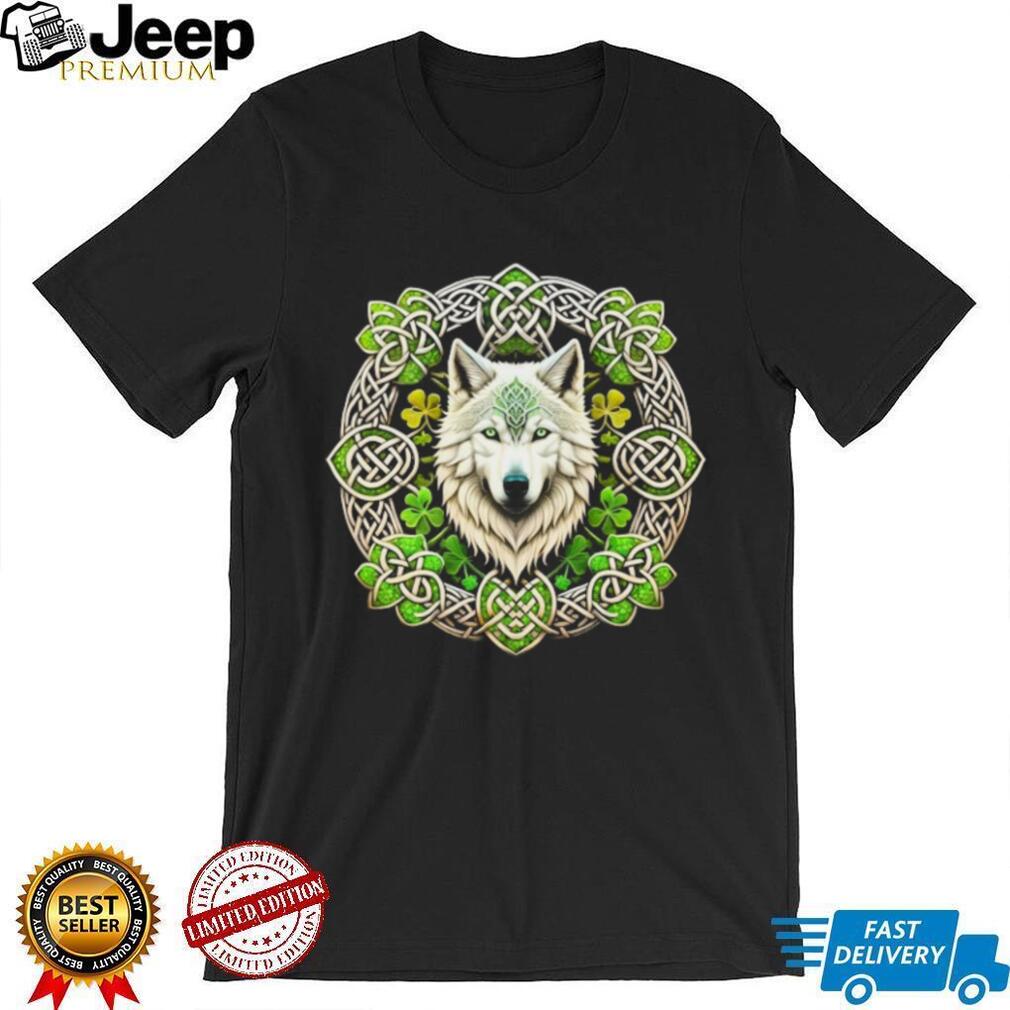 White Wolf Celtic Knot Shamrock St. Patrick’s Day Artistic T Shirt White Wolf Celtic Knot Shamrock St. Patrick’s Day Artistic T Shirt
